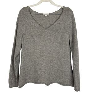 14th & Union Basic Casual 100% Cashmere V Neck Rolled Hem Knit Sweater Top Sz XL